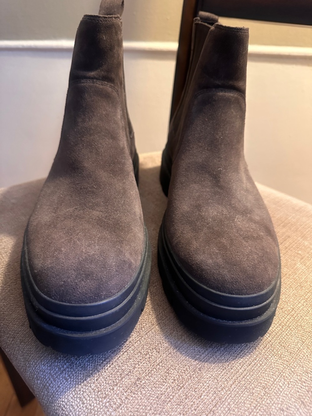 Brown Suede Platform Chelsea Boots